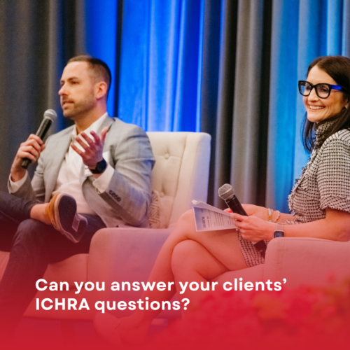 Picture with Andy Stein at the 2026 ICHRA conference with an overlay that reads: Can you answer your clients' ICHRA questions?